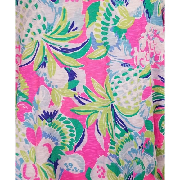 Lily Pulitzer Tropical Pineapple Design Pink Women's Top V-Neck Classic Lily - Picture 5 of 8